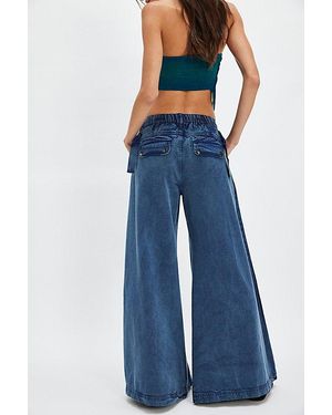 Free People Julien Wide-Leg Chino Trousers - Blue