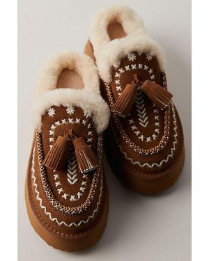 Nan-Ku Couture Nordic Shearling Slip-Ons By - Brown