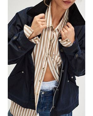 Free People Cori Waxed Jacket At Free People In Darkest Sapphire, Size: Small - Blue