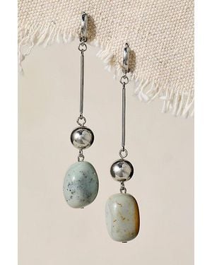 Free People Check Mate Semiprecious Stone Drop Earrings - Natural