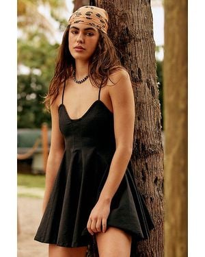 free-est Tan Lines Stretch Linen Mini Dress By - Black