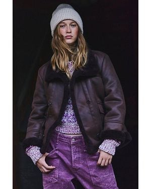 Free People Cozy Collins Coat Jacket - Brown