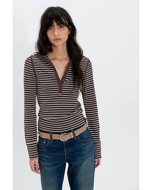 Free People Lake Stripe Henley - Black