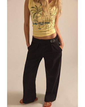 Free People Buckle Up Wide-Leg Trousers - Blue