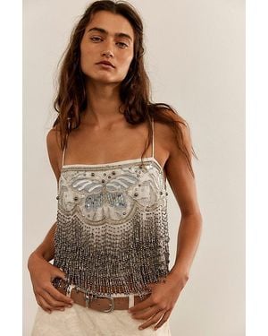Free People Night Moves Fringe Top - Brown