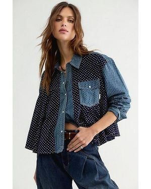 Free People Kyoto Printed Button Down Top - Blue