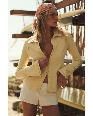 Free People Happy Valley Button Down Shirt - Metallic