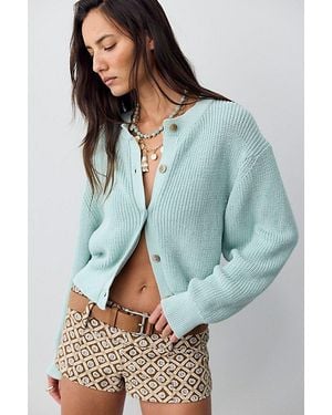 Free People Ana Printed Micro Shorts - Blue
