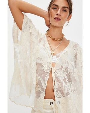 Free People Willow Tie Front Cape Top - Blue