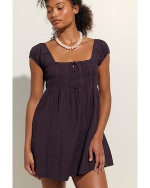 free-est Nina Babydoll Cotton-Linen Mini Dress By - Multicolour