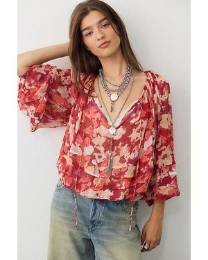 Free People Eloise Printed Blouse - Red