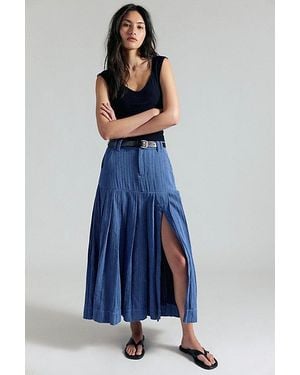 Free People 53Rd Street Tailored Maxi Skirt - Blue