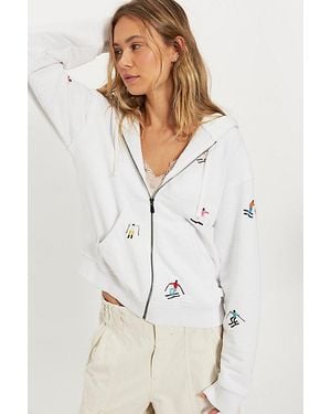 Denim and Bone Skier Zip-Up Hoodie - White