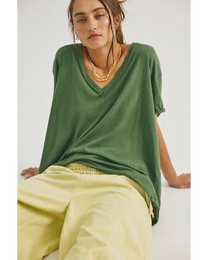 Free People Nina V-Neck Tee - Green