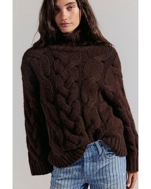 Free People Clementine Softspun Cable Knit Pullover - Brown
