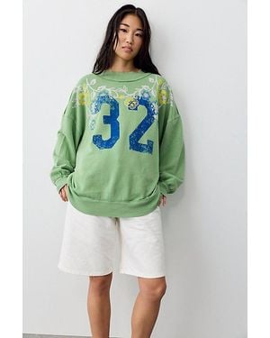 Free People Palm Spring Turtleneck Graphic Pullover - Green