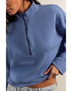 Free People Celeste Quarter Zip - Blue