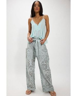 Free People Starry Skies Eyelet Pull-On Harem Trousers - Blue