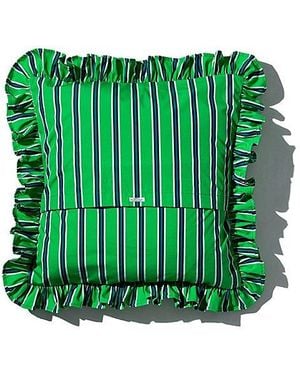Puebco Shirt Fabric Ruffle Cushion Cover - Green
