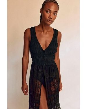 Free People Sweet Saloon Sleeveless Maxi Bodysuit - Black