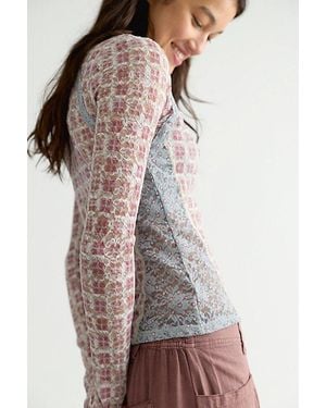 Free People Lyric Sheer Lace Long Sleeve Turtleneck Top - Multicolour
