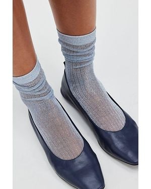 High Heel Jungle Beam Ribbed Lurex Socks By - Grey
