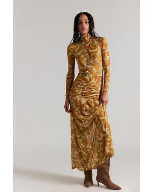 Nightcap Drop Waist Mesh Maxi Dress - Metallic