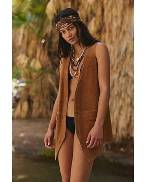 Free People Low Rider Suede Waistcoat Jacket - Brown