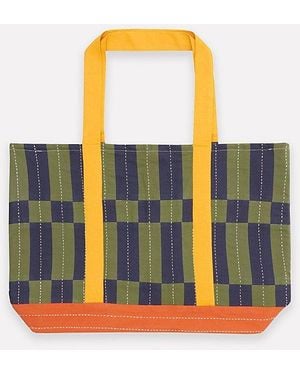 Anchal Checkered Tote - Orange