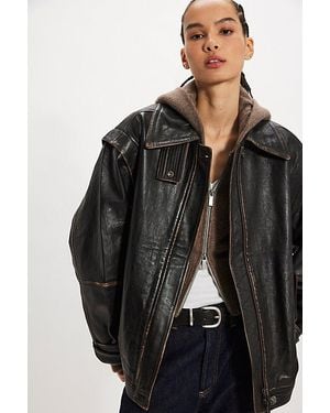 Free People Parker Leather Jacket By - Pink