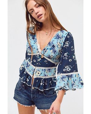 Free People Stella Mixed Print Top - Blue