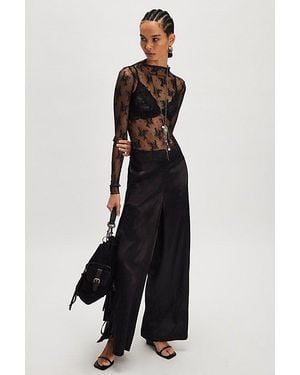 Nigel Preston Satin Lace Side-Tie Trousers - Black