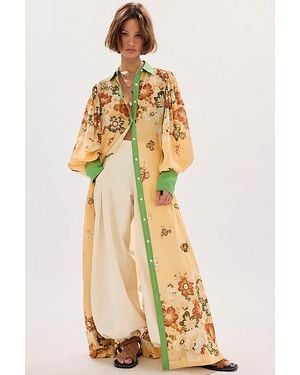 Bohemian Traders Blair Billow Maxi Shirtdress Top - Yellow