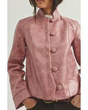 LAGAAM Lowen Vegan Leather Bomber Jacket - Pink