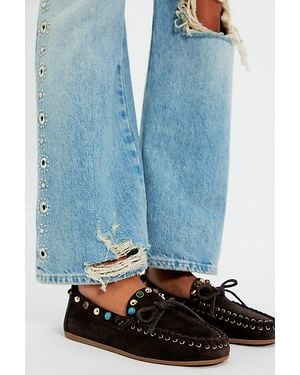 Bibi Lou Guava Embellished Boat Shoes By - Blue