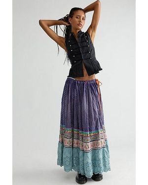 Free People Magnolia Pearl Piecewise Pissarro Skirt - Blue