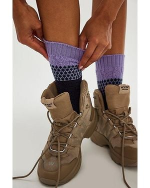 Smartwool Popcorn Cable Crew Socks - Blue