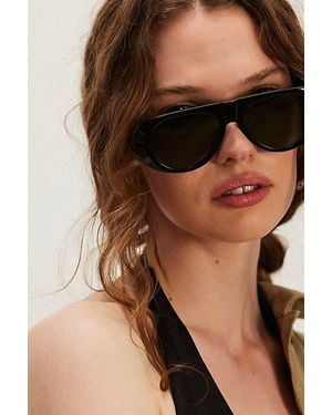 Free People Harley Retro Aviator Oversized Sunglasses - Black
