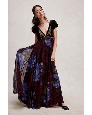 Free People Colette Maxi Dress At In Wine Combo, Size: Us 6 - Multicolour