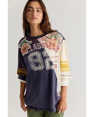 Free People Nagi Oversized Graphic Tee - Blue