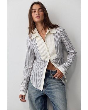 Free People Bittersweet Button Down Top - Gray