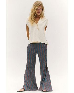 free-est Bel Striped Flare Trousers By - Blue