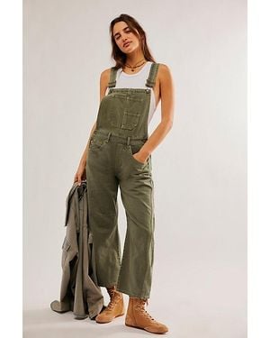 Free People We The Free Good Luck Barrel Overalls - Natural