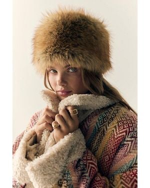 Free People Frostbite Fur Pillbox Hat - Natural