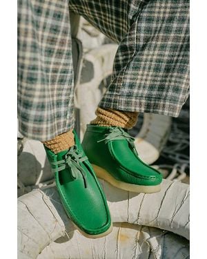 Clarks Wallabee Boots At Free People In Cactus Green Leather, Size: Us 6