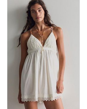 Free People Music Box Babydoll Mini Dress - White
