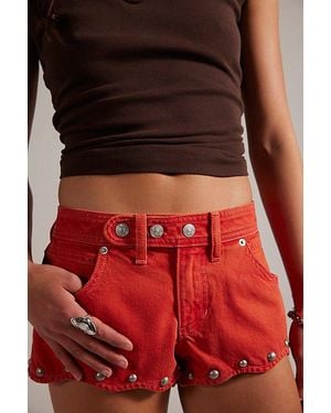 Free People Late Night Studded Shorts - Red