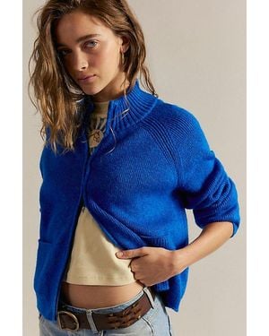 Free People On It Zip-Up Cardigan - Blue