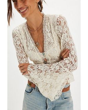 Free People Whispering Love Lace Top - Blue