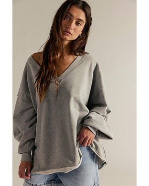 Free People Venice V-Neck Sweatshirt - Grey